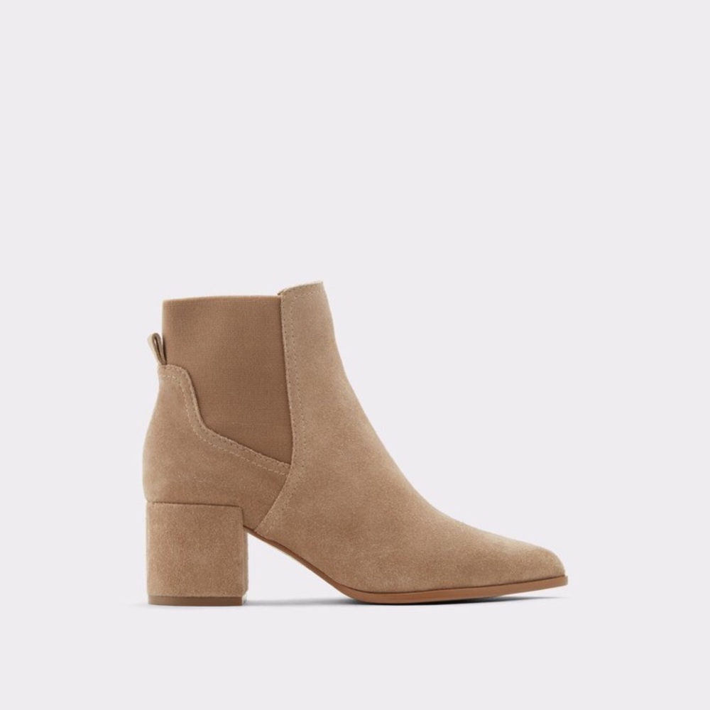 Aldo tan suede ankle boots with block heel